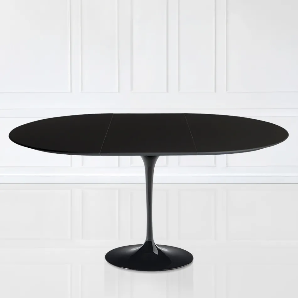 Tavolo Tulip Saarinen H 73 Allungabile in Laminato Liquido Nero Made in Italy - Scarlet Viadurini