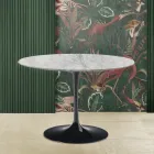 Tavolo Tulip Saarinen H 73 con Piano Rotondo in Marmo Arabescato Made in Italia Viadurini