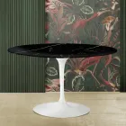 Tavolo Tulip Saarinen H 73 con Piano Rotondo in Marmo Nero Marquinia Made in Italy - Scarlet Viadurini