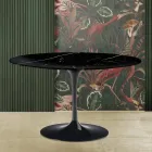 Tavolo Tulip Saarinen H 73 con Piano Rotondo in Marmo Nero Marquinia Made in Italy - Scarlet Viadurini