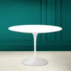 Tavolo Tulip Saarinen H 73 Rotondo in Ceramica Bianco Assoluto Made in Italy - Scarlet Viadurini