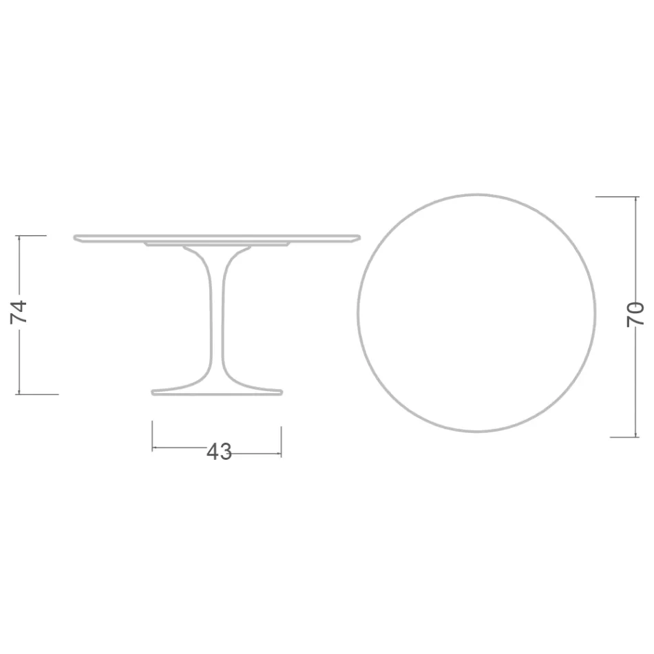 Tavolo Tulip Saarinen H 73 Rotondo in Ceramica Bianco Assoluto Made in Italy - Scarlet Viadurini