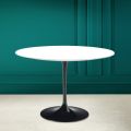 Tavolo Tulip Saarinen H 73 Rotondo in Ceramica Bianco Assoluto Made in Italy - Scarlet