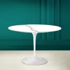 Tavolo Tulip Saarinen H 73 Rotondo in Ceramica Calacatta Michelangelo  Viadurini