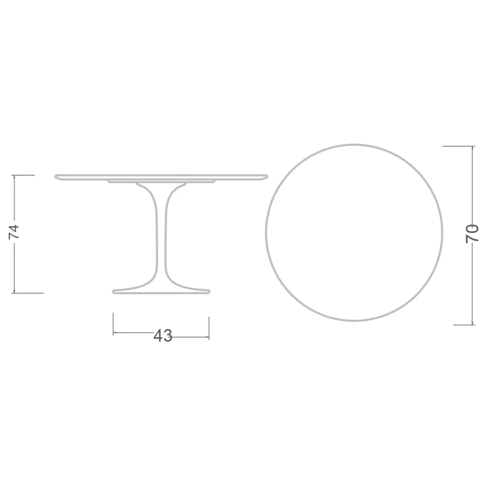 Tavolo Tulip Saarinen H 73 Rotondo in Ceramica Calacatta Michelangelo - Scarlet Viadurini