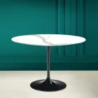 Tavolo Tulip Saarinen H 73 Rotondo in Ceramica Calacatta Michelangelo  Viadurini