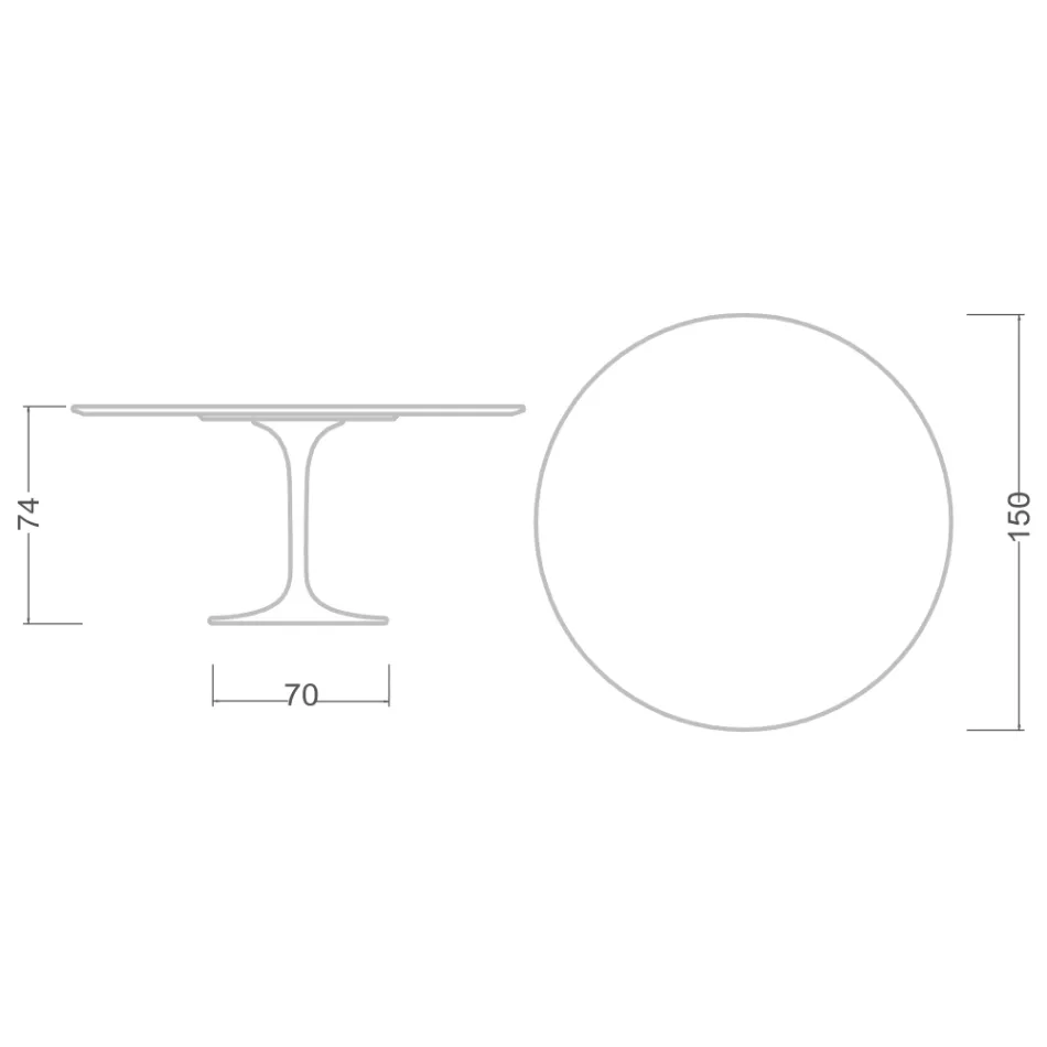 Tavolo Tulip Saarinen H 73 Rotondo in Ceramica Invisible Select Made in Italy - Scarlet Viadurini