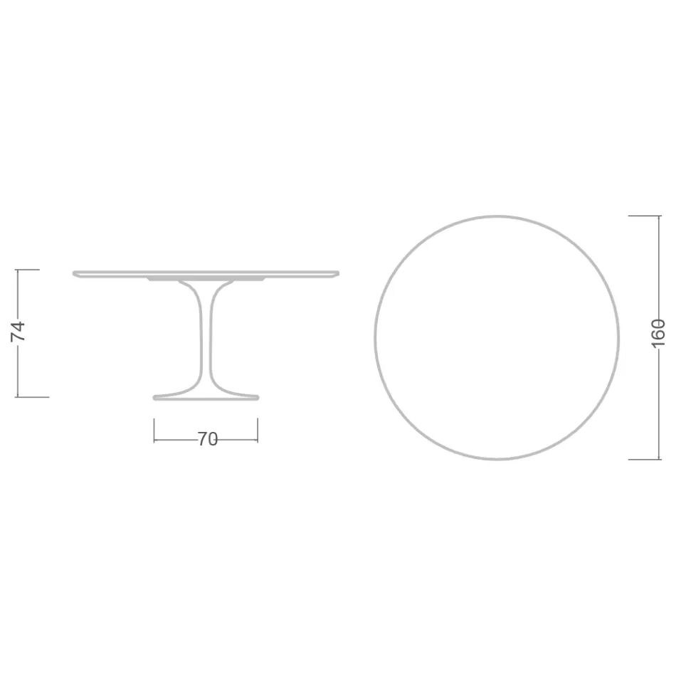 Tavolo Tulip Saarinen H 73 Rotondo in Ceramica Invisible Select Made in Italy - Scarlet Viadurini