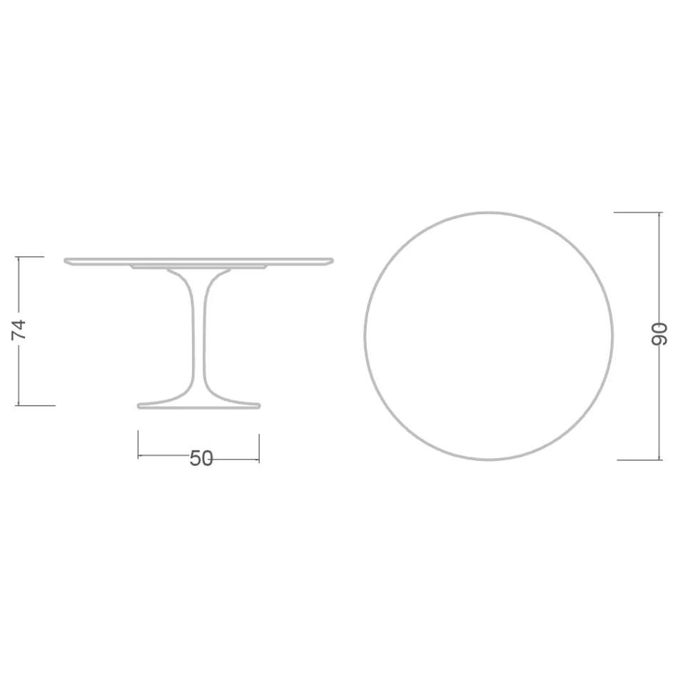 Tavolo Tulip Saarinen H 73 Rotondo in Ceramica Invisible Select Made in Italy - Scarlet Viadurini