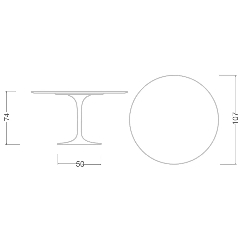 Tavolo Tulip Saarinen H 73 Rotondo in Ceramica Invisible Select Made in Italy - Scarlet Viadurini