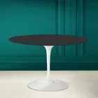 Tavolo Tulip Saarinen H 73 Rotondo in Ceramica Nero Soft Made in Italy - Scarlet Viadurini
