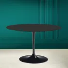 Tavolo Tulip Saarinen H 73 Rotondo in Ceramica Nero Soft Made in Italy - Scarlet Viadurini