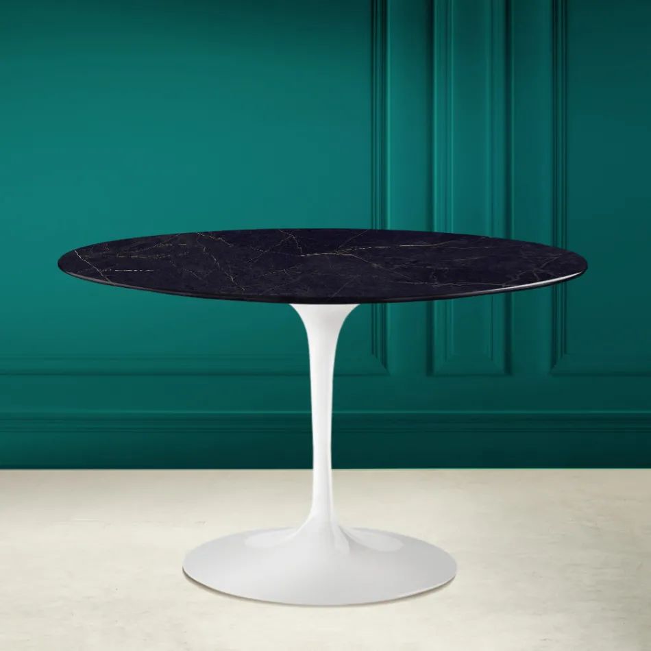 Tavolo Tulip Saarinen H 73 Rotondo in Ceramica Noir Laurent Made in Italy - Scarlet Viadurini