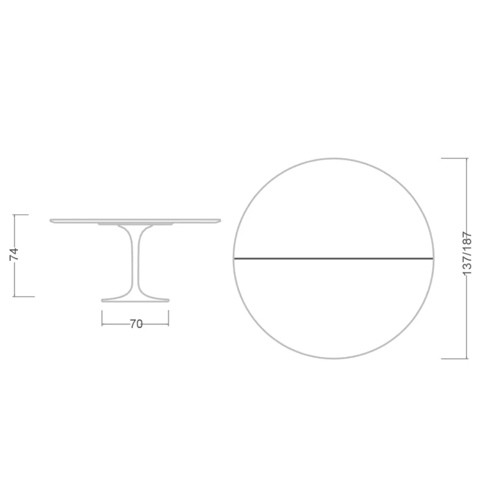 Tavolo Tulip Saarinen H 74 Allungabile in Laminato Liquido Nero Made in Italy - Scarlet Viadurini