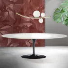 Tavolo Tulip Saarinen H 74 cm in Ceramica Florim Bianca - Scarlet Viadurini