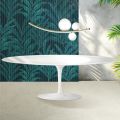 Tavolo Tulip Saarinen H 74 cm in Ceramica Florim Bianco Lucido - Scarlet