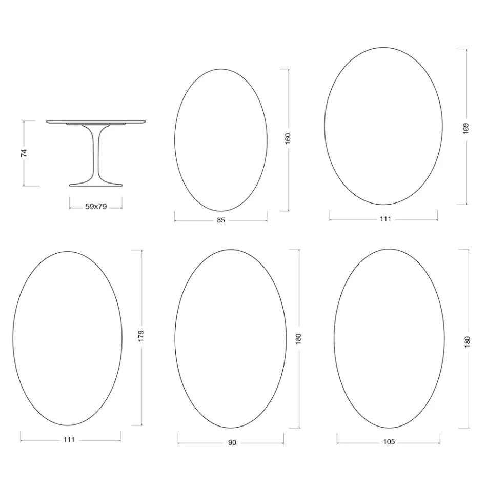Tavolo Tulip Saarinen H 74 cm in Ceramica Florim Bianco Lucido - Scarlet Viadurini