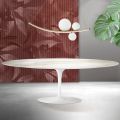 Tavolo Tulip Saarinen H 74 cm in Ceramica Florim Calacatta Gold Opaco - Scarlet