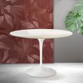 Tavolo Tulip Saarinen H 74 cm in Ceramica Florim Calacatta Gold Opaco - Scarlet