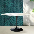 Tavolo Tulip Saarinen H 74 cm Rotondo in Ceramica Florim Calacatta Gold Lucido - Scarlet Viadurini