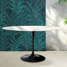 Tavolo Tulip Saarinen H 74 cm Rotondo in Ceramica Florim Statuario Lucido - Scarlet Viadurini