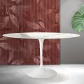 Tavolo Tulip Saarinen H 74 cm Rotondo in Ceramica Florim Statuario Opaco - Scarlet