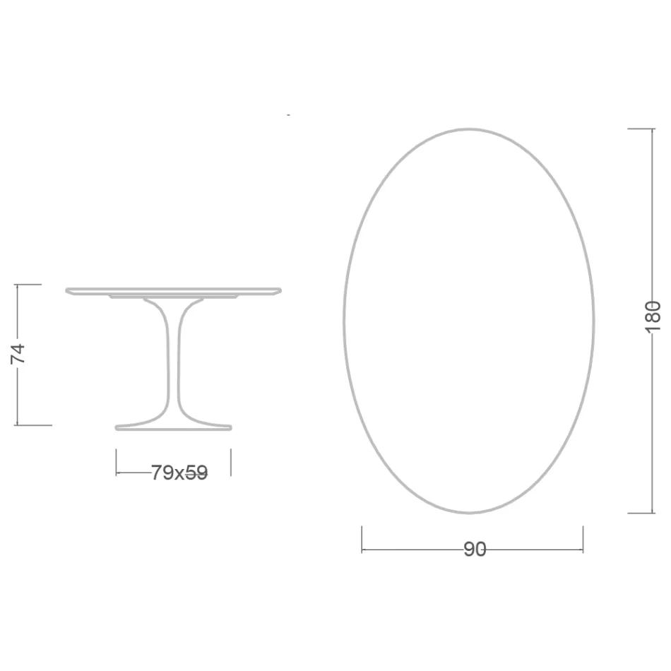 Tavolo Tulip Saarinen H 74 Ovale in Marmo di Carrara Statuarietto Made in Italy - Scarlet Viadurini