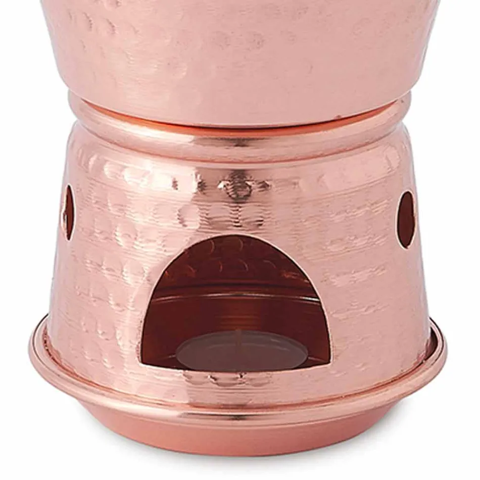 Tegamino per Salsa in Rame Stagnato a Mano con Manici e Base 14 cm - Gianmatteo Viadurini