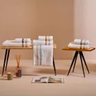 Telo Doccia in Spugna di Cotone con Doppia Balza in Percalle di Cotone - Serenity Viadurini