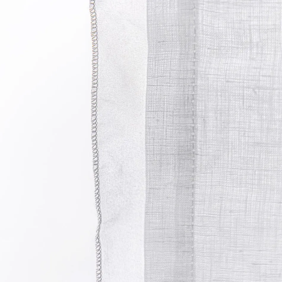 Tenda a Vetro con Garza di Lino e Organza Bianca Design Elegante - Tapioca Viadurini