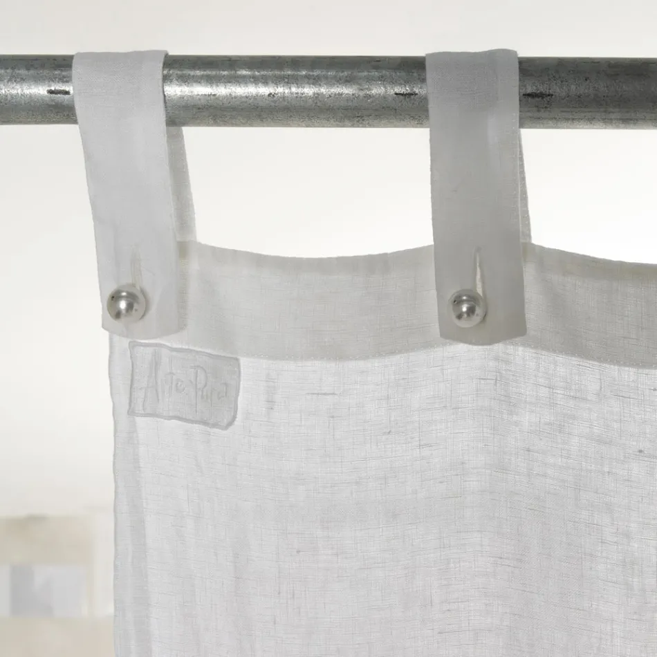 Tenda di Lino Bianca e Leggera con Pizzo Centrale Elegante di Design - Geogeo Viadurini