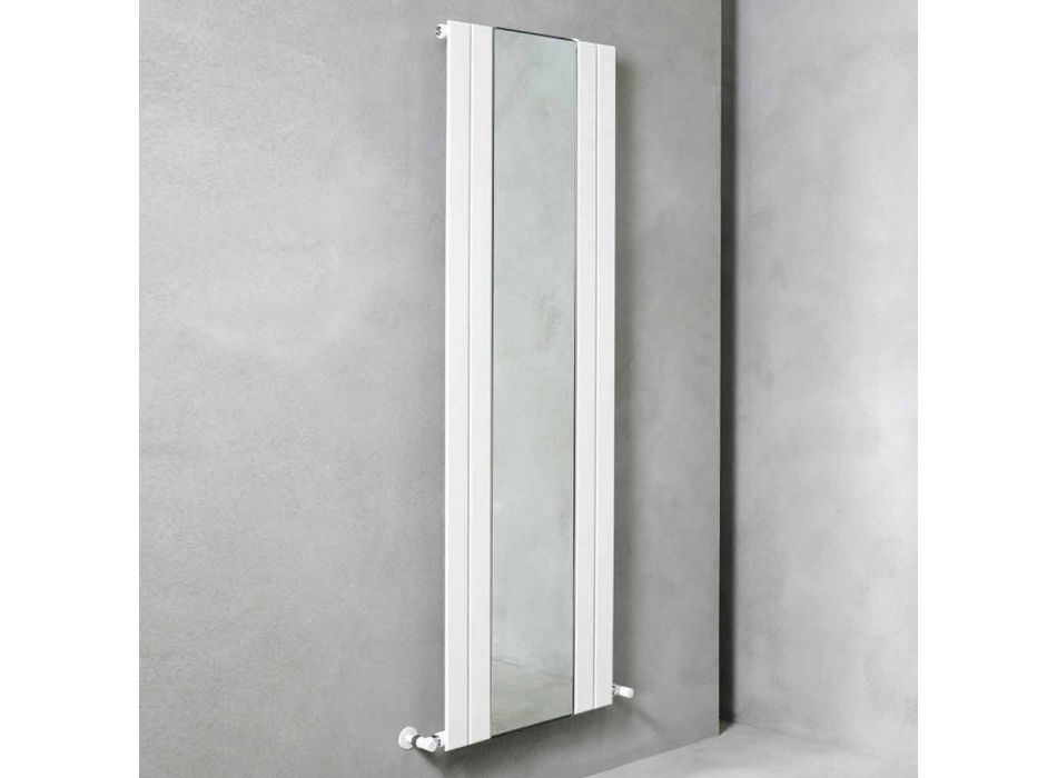 Termoarredo Bagno Verticale Design in Acciaio con Specchio a 587 W - Picchio Viadurini
