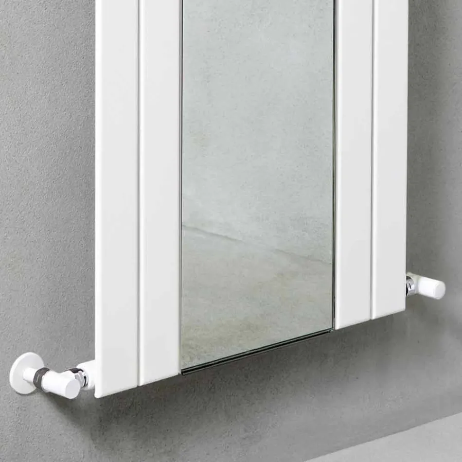 Termoarredo Bagno Verticale Design in Acciaio con Specchio a 587 W - Picchio Viadurini