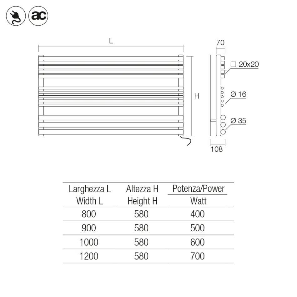 Termoarredo Elettrico con Tre Gruppi di Elementi Made in Italy - Ardore Viadurini