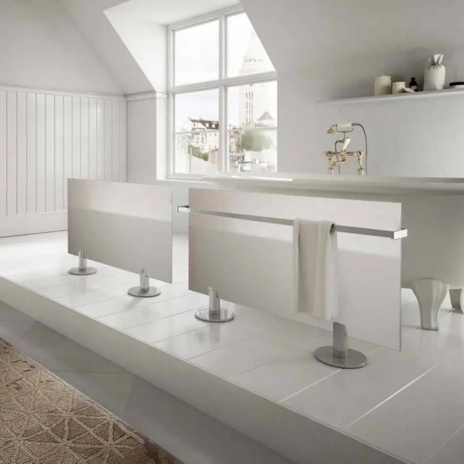 Termoarredo elettrico da pavimento design moderno in vetro bianco Star Viadurini