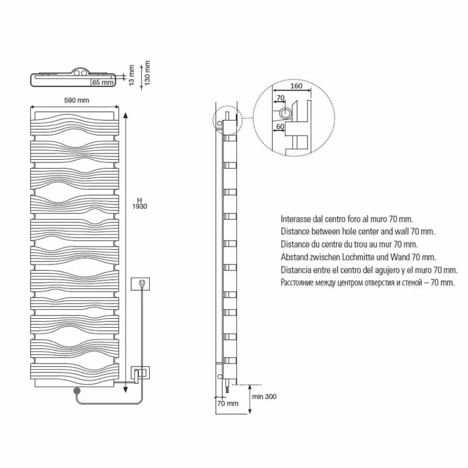 Termoarredo Elettrico da Soggiorno o Bagno di Design con Led 1000 W - Shine Viadurini
