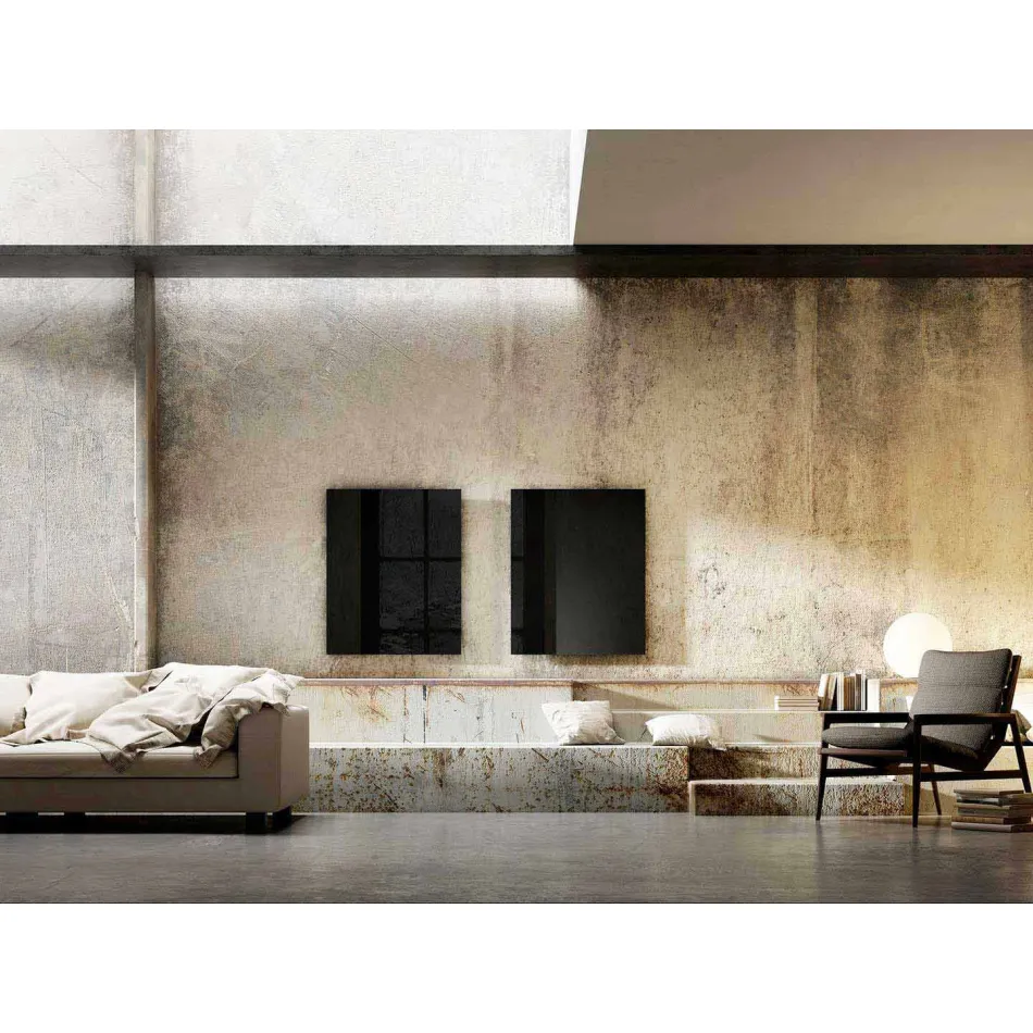 Termoarredo elettrico di design a raggi infrarossi in vetro nero Clear Viadurini