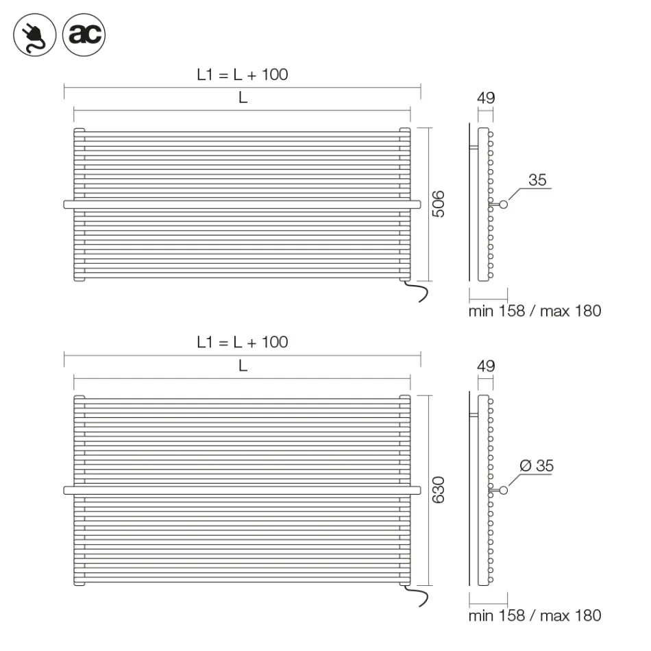 Termoarredo Elettrico in Acciaio al Carbonio Beige Made in italy - Solaris Viadurini