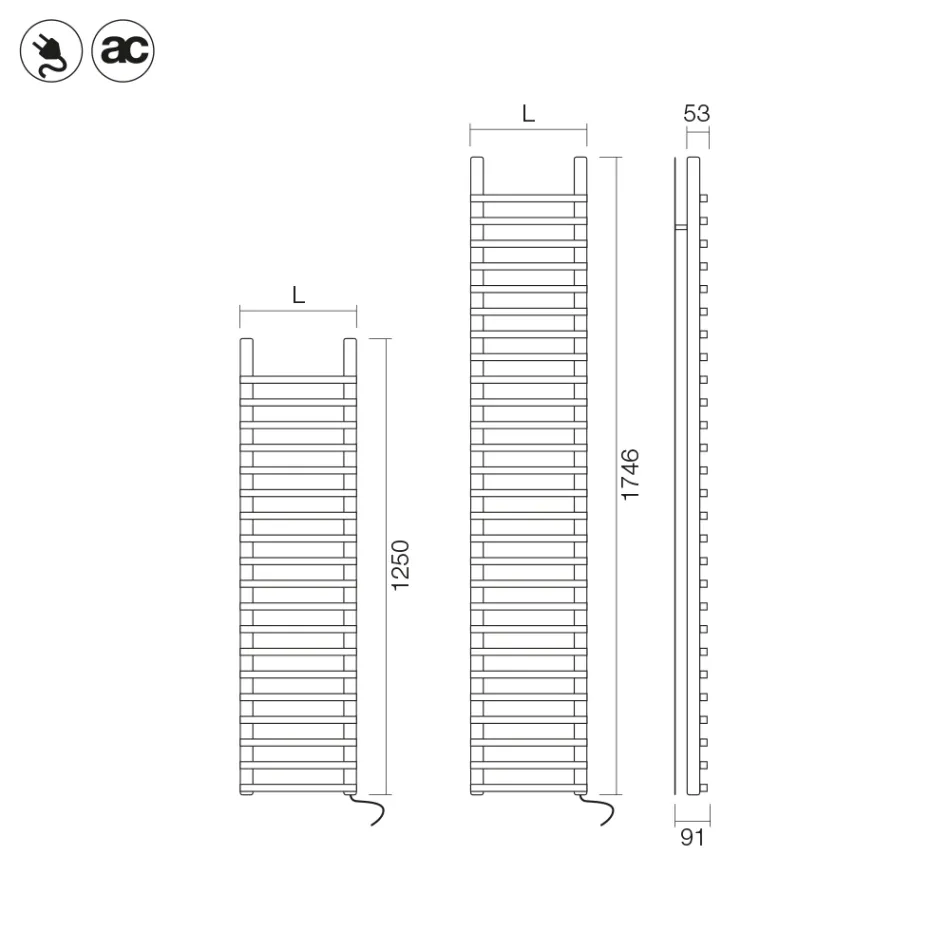 Termoarredo Elettrico in Acciaio al Carbonio Marrone Rame Made in Italy - Ignis Viadurini