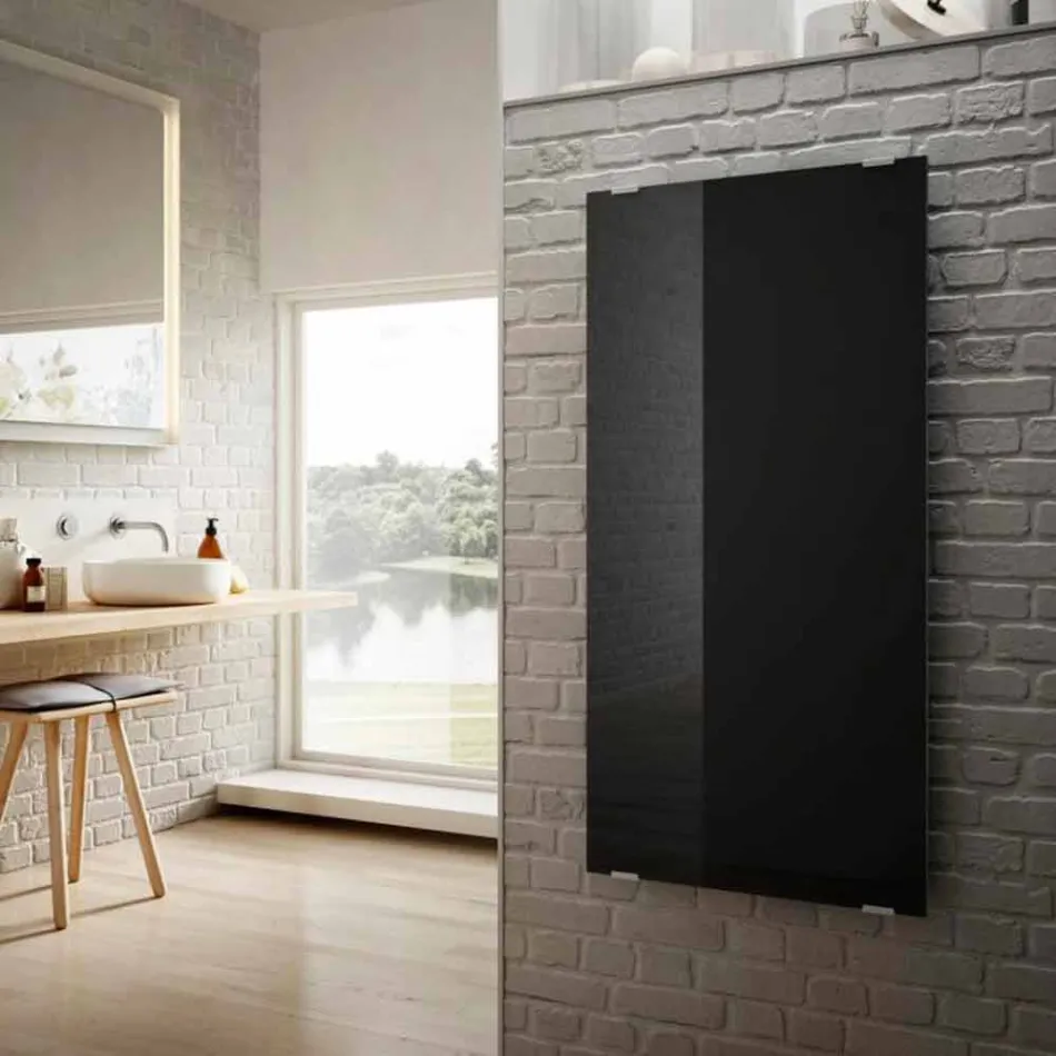 Termoarredo elettrico in vetro nero design moderno Star,made in Italy Viadurini