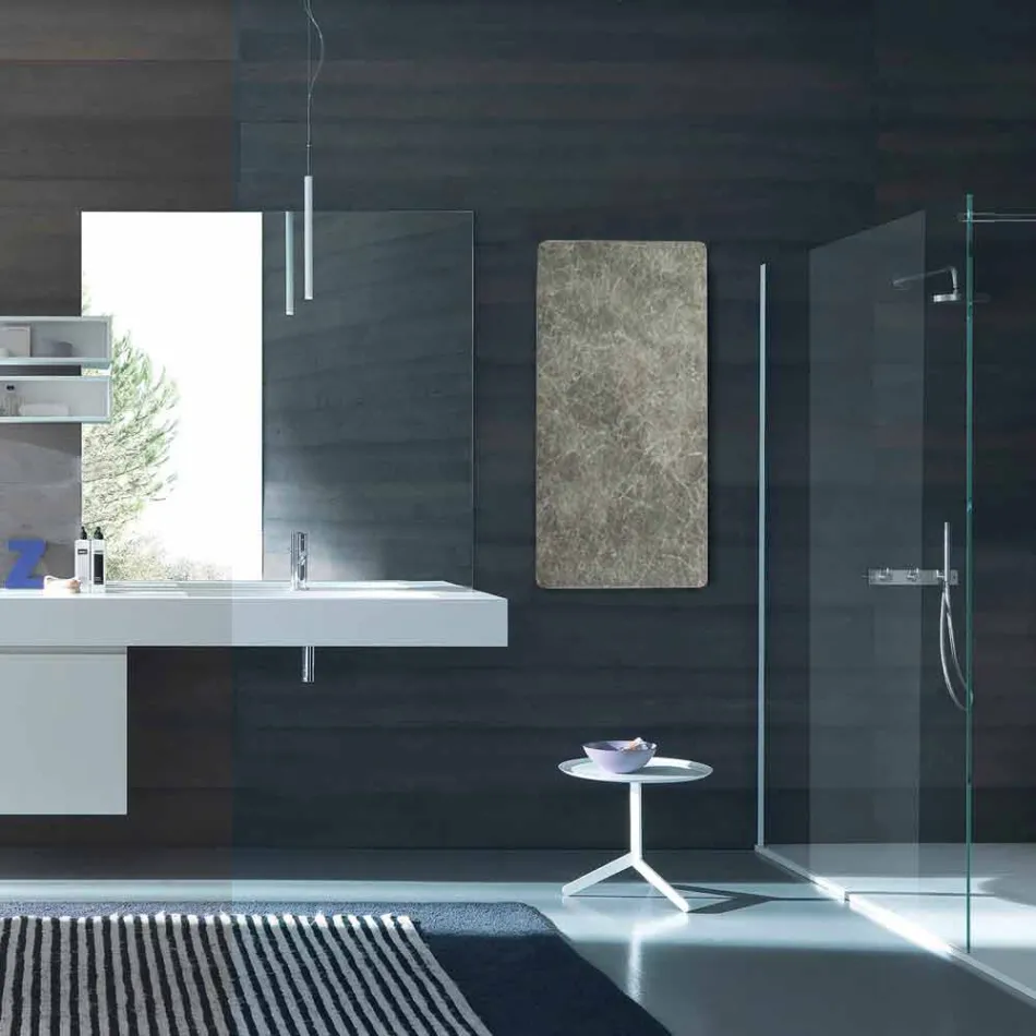 Termoarredo elettrico in vetro temperato, finitura in pietra Jonny Viadurini