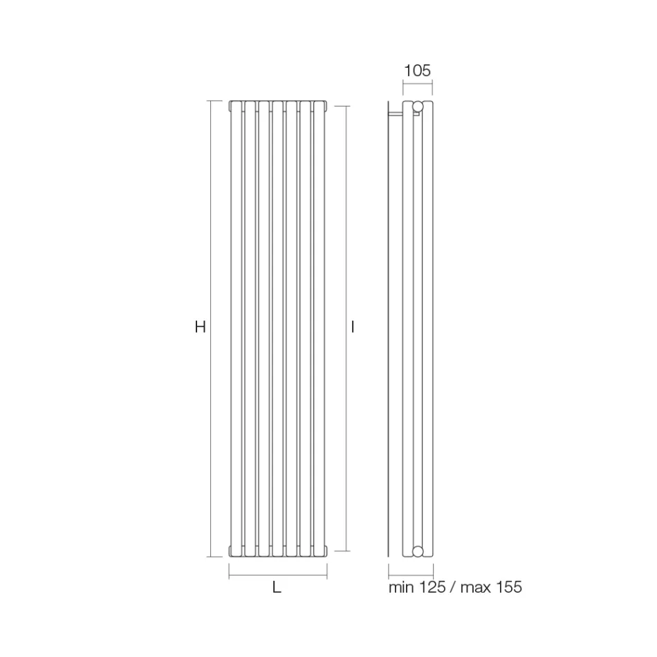 Termoarredo Idraulico con Collettori Orizzontali e Tubi Verticali - Colomba Viadurini