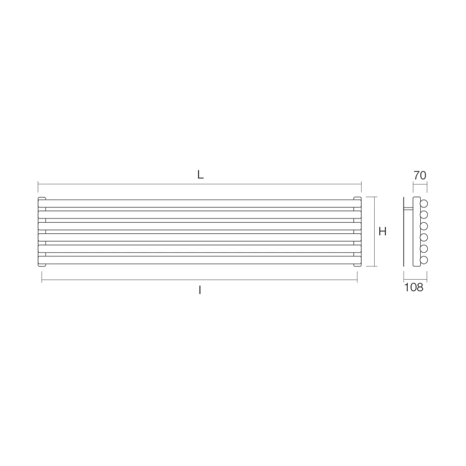Termoarredo Idraulico con Collettori Verticali e Tubi Orizzontali - Composto Viadurini