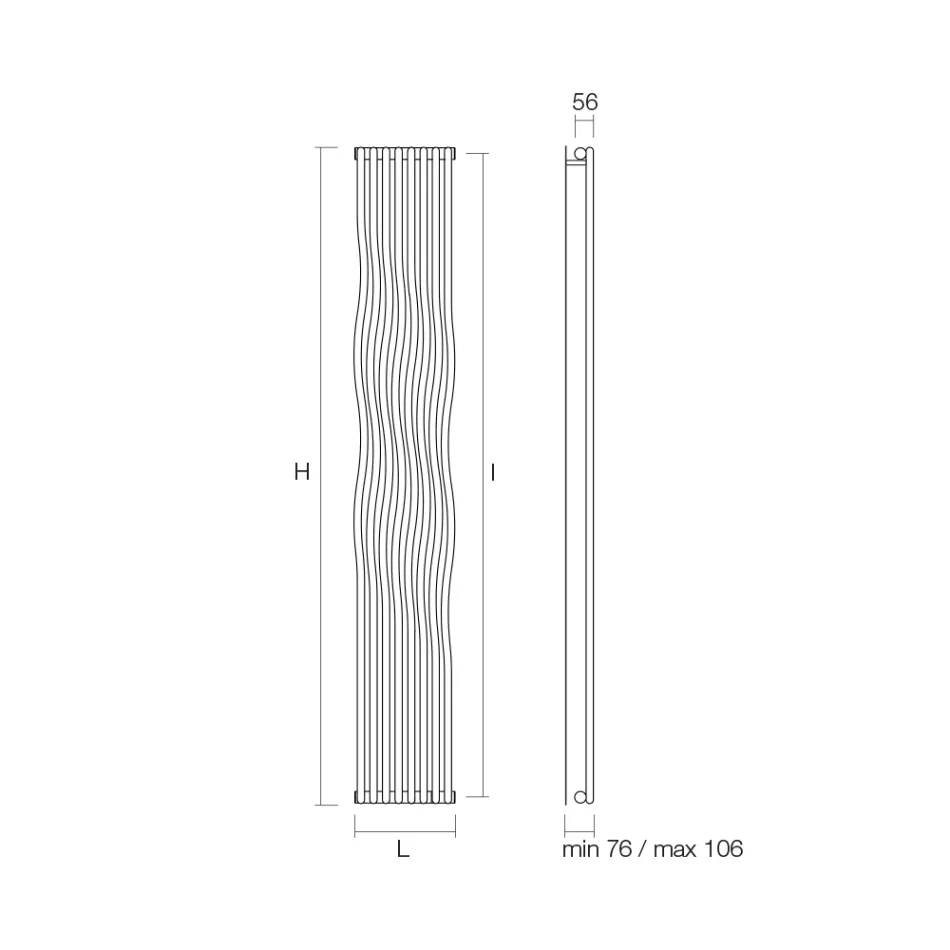 Termoarredo Idraulico con Elementi Verticali Curvati Made in Italy - Ribes Viadurini