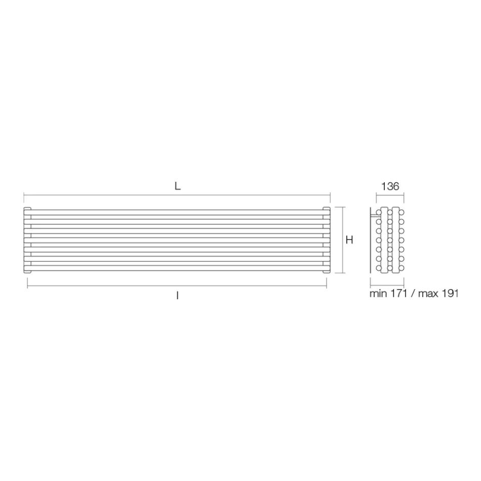 Termoarredo Idraulico con Tripla Serie di Elementi Orizzontali Made in Italy - Caramella Viadurini