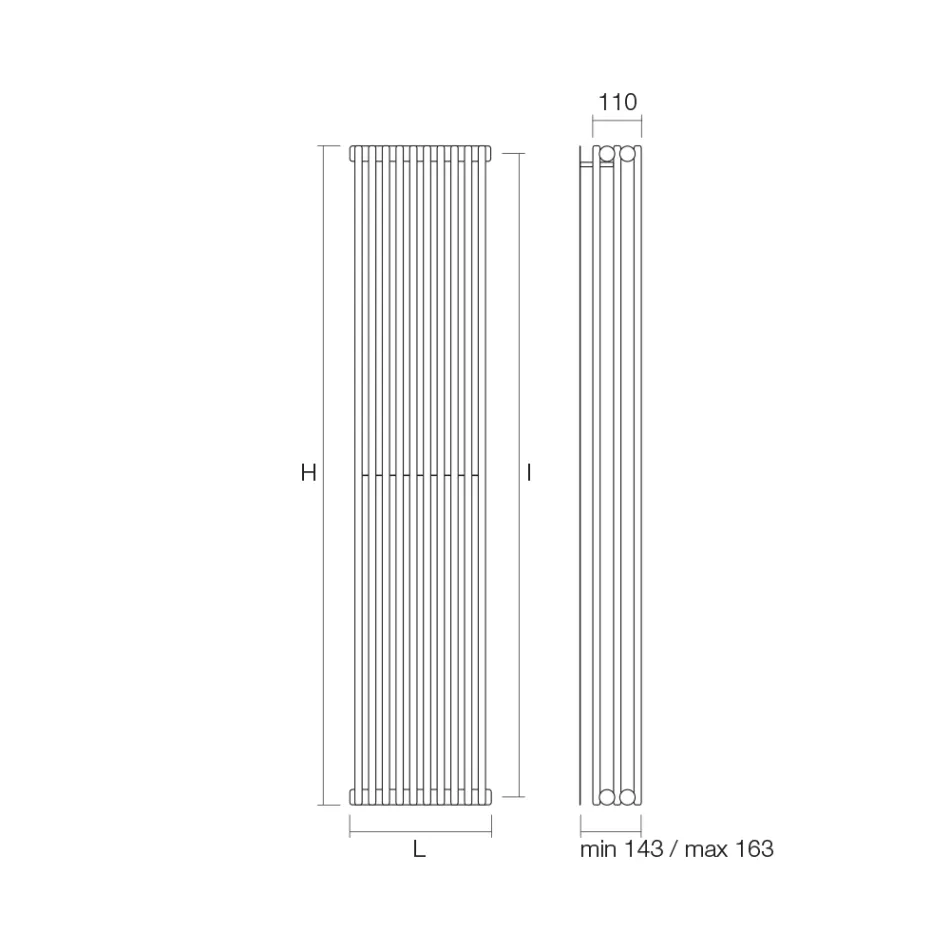 Termoarredo Idraulico con Tripla Serie di Elementi Verticali Made in Italy - Cenci Viadurini