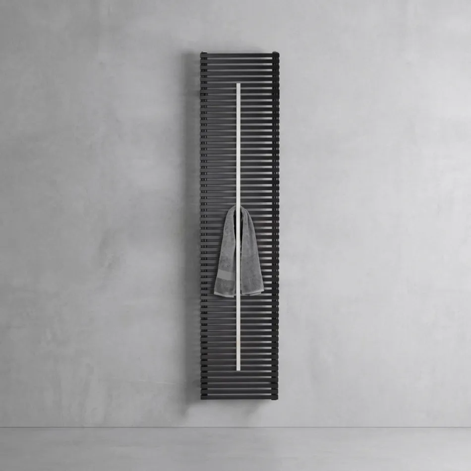 Termoarredo in Acciaio al Carbonio con Asta Portasalviette Made in Italy - Lux Viadurini