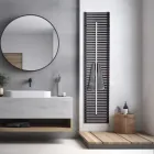 Termoarredo in Acciaio al Carbonio con Asta Portasalviette Made in Italy - Lux Viadurini