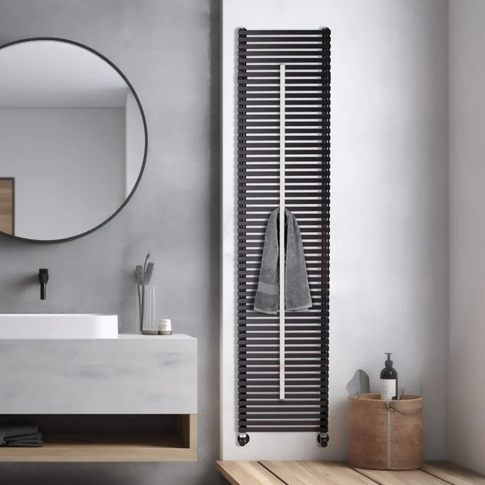 Termoarredo Misto con Asta Portasalviette in Acciaio Made in Italy - Lux Viadurini