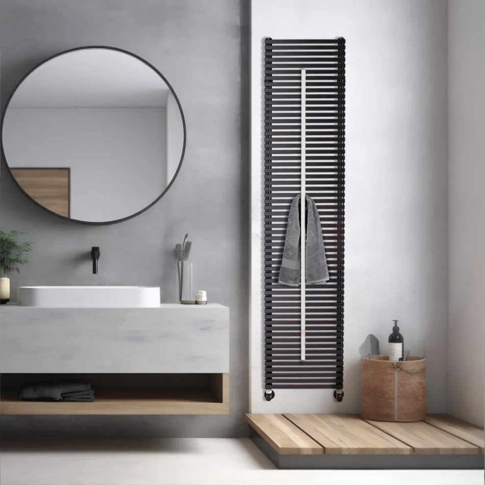 Termoarredo Misto con Asta Portasalviette in Acciaio Made in Italy - Lux Viadurini